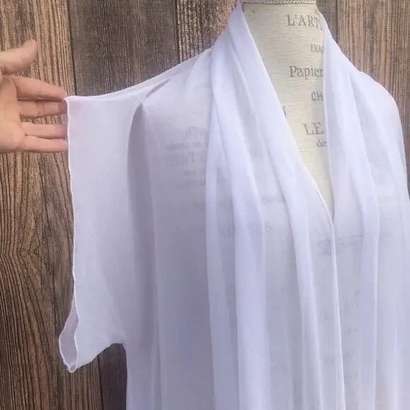 Vintage Blanche sheer white peignoir with lace and sequins - Picture 2 of 6